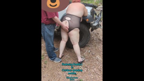 Daddy spanked me outdoors while hubby filmed!