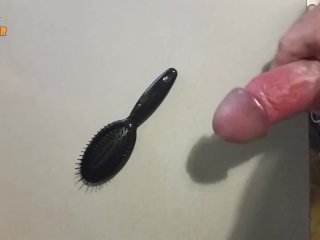 handjob, hairbrush, cum, masturbation