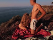 Preview 2 of Teen Public Romantic Sex On The Edge Of The Sea Amateur Couple Pinkyandshy