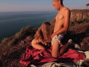 Preview 3 of Teen Public Romantic Sex On The Edge Of The Sea Amateur Couple Pinkyandshy