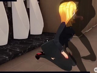 Secretary sucks cock in the toilet