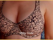 Preview 1 of MILF hot lingerie. Big tits in leopard print bra