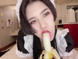 Sexy licks of banana and whipped cream