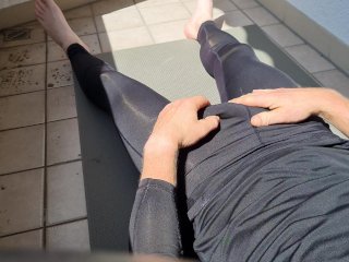 nylon, spandex leggings, 60fps, masturbation