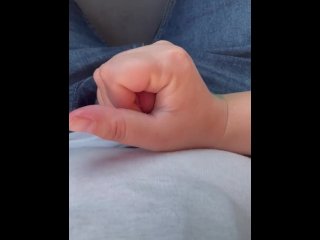 car, masturbation, vertical video, public handjob