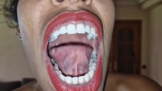 Gummy swallow tease
