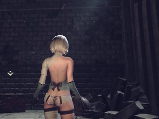 NieR: Automata - 2B Ryona - Revealing Outfit, Battle Outfit & no Band ニーア オートマタ リョナ