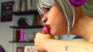 Webcam en direct streaming. Gamer girl joue avec une trémie de baise rebondissante