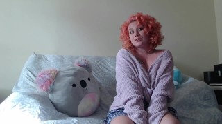 Truth or Dare - Pink haired cute MILF fills herself with dildo