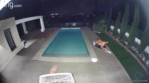 Couple Caught On Camera Fucking by the Pool