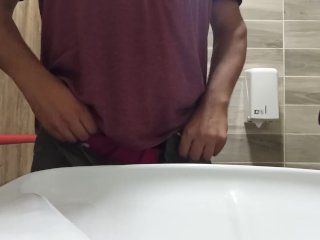long pee like fountain in a public toilet