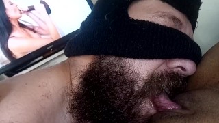 sucking my pussy strength while watching the bitch sucking two dicks in porno my pussy love it