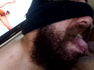 naughty sucking my pussy very tasty while I see cock in pussy through the wall in porn that delights