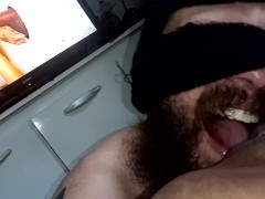 he chewing my pussy and another naughty swallowing 2 dicks on the wall that delights this porn
