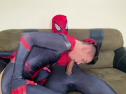Preview 3 of 8teen boy spiderman rides my booty / Chavito de 18 años monta mi culo / Onlyfans Danny Sanders