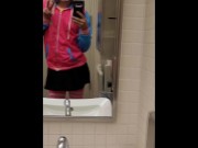 Preview 1 of Sissy Jerking off in Public Bathroom