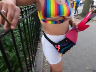 bikini, flashing, underboob, rainbow