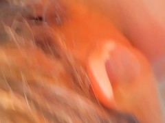 Naked slut by public pool creams other guys cum all over dick- then licks it off...