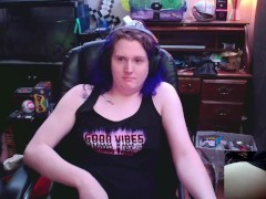 Video Trans girl tries new toy after stream and has full body orgasm - smokes after