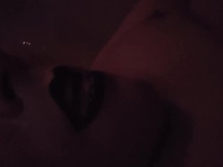 Trans girl cums on her own tongue by candle light