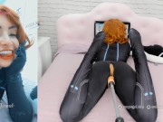 Preview 2 of Black widow cosplay big butt girl sucking and fucking with her sex machine