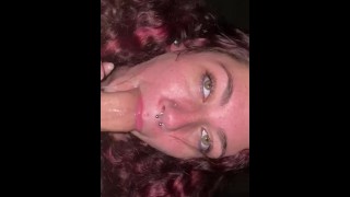 Sloppy Deepthroat Blowjob Ends With Me Filling Her Throat With Cum