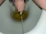 yellow pee on short uncut dick