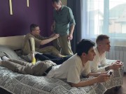 Preview 4 of Together with my stepfather, I fuck my console-playing friends