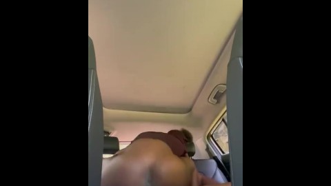 Big ass ebony bitch riding my dick in the car till she has shaking orgasm