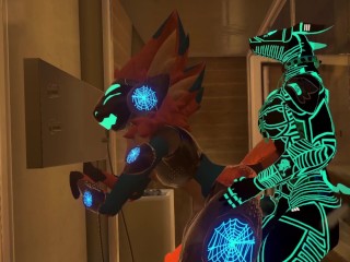 Protogen Furry Gets Fucked in Shower by Synth