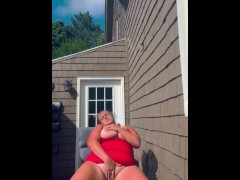 Playing with my pussy in the summer sun