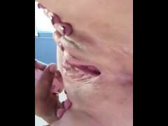 Video Granny's Fatpussy Gets Stretched Fucking Dildo then takes Fist like a Champ 🏆🍑