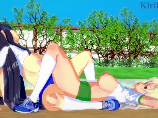 Yomi and Ikaruga Engage in Intense Lesbian Play in the_Schoolyard. - Senran_Kagura Hentai