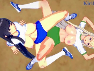 Yomi and Ikaruga Engage in Intense Lesbian Play in the Schoolyard. - Senran Kagura Hentai