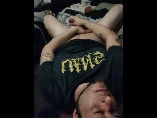 Shot a LOAD onto my FACE/Vans top no bottoms