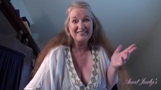 Aunt Judy's 61-Year-Old Busty GILF Stepmother Maggie Provides You With A Handjob POV