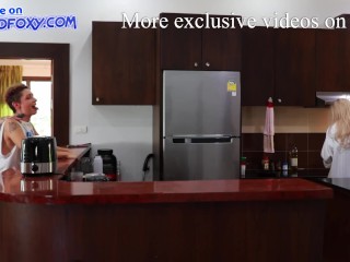 Almost Caught Surprise Anal Creampie Ass Fucking Close to Mother-in-law Cooking Breakfast