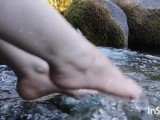 My bare naked feet, playing in wild river water, foot fetish, nature fetish