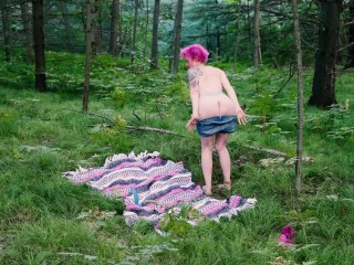 Goblin Brings her Blue Dildo into the Woods for some Privacy (teaser)