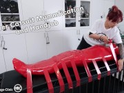 Preview 5 of Rubber Catsuit Mummfication and Handjob ラバーでマミフィケーション手コキ