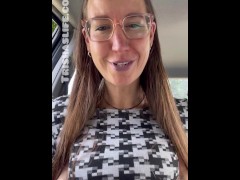 Single MILF Trisha speaks dirty German while she masturbates in her car almost getting caught