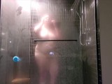 Teaser - Spy on my Steamy Shower: Chubby Big Boob Babe Gives you Wet Dildo Show Against Glass
