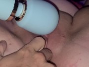 Preview 1 of Hot wife fun with wand, big dildos, blowjob, fuck and amazing cumshot ending :)
