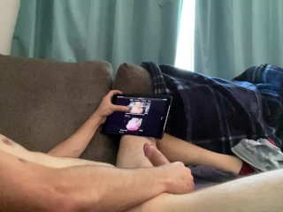 Finally Home Alone Watching Porn on My Step Mom's_Couch HUGE Cumshot_Big Hard COCK