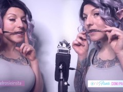 SFW ASMR Sexy Elf Girls Spoolie Nibbling and Pen Biting - PASTEL ROSIE wet mouth sounds egirl fetish