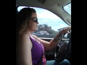 Preview 4 of Cute Milf Driving Pickup Truck In Sunglasses and Chilling