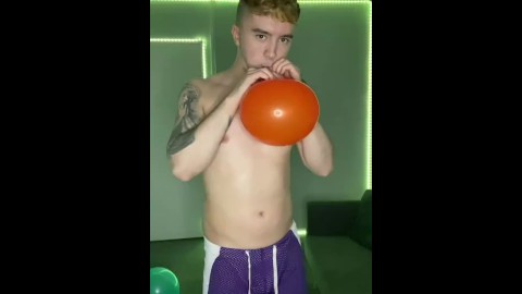 Balloon Fetish Jerk Off Session (Sucking, Humping, Cumming & Popping Balloons)