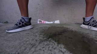 Outside Pissing By An Ebony Whore