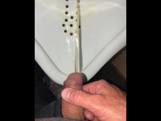pissing, piss in urinal, public, solo male