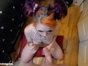 Preview 6 of Goth babe eats a cinnamon roll off my cock (free verision)